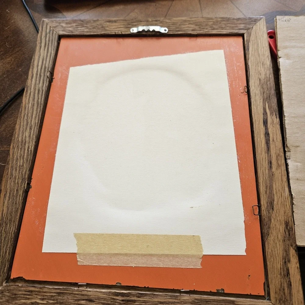 Vintage 1970's Framed Owl Mirror Glenn Heath Big Blue Eyes Long Eyelashes 10x12